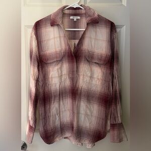 Madewell Popover Flannel Shirt, Pink/Cream, M